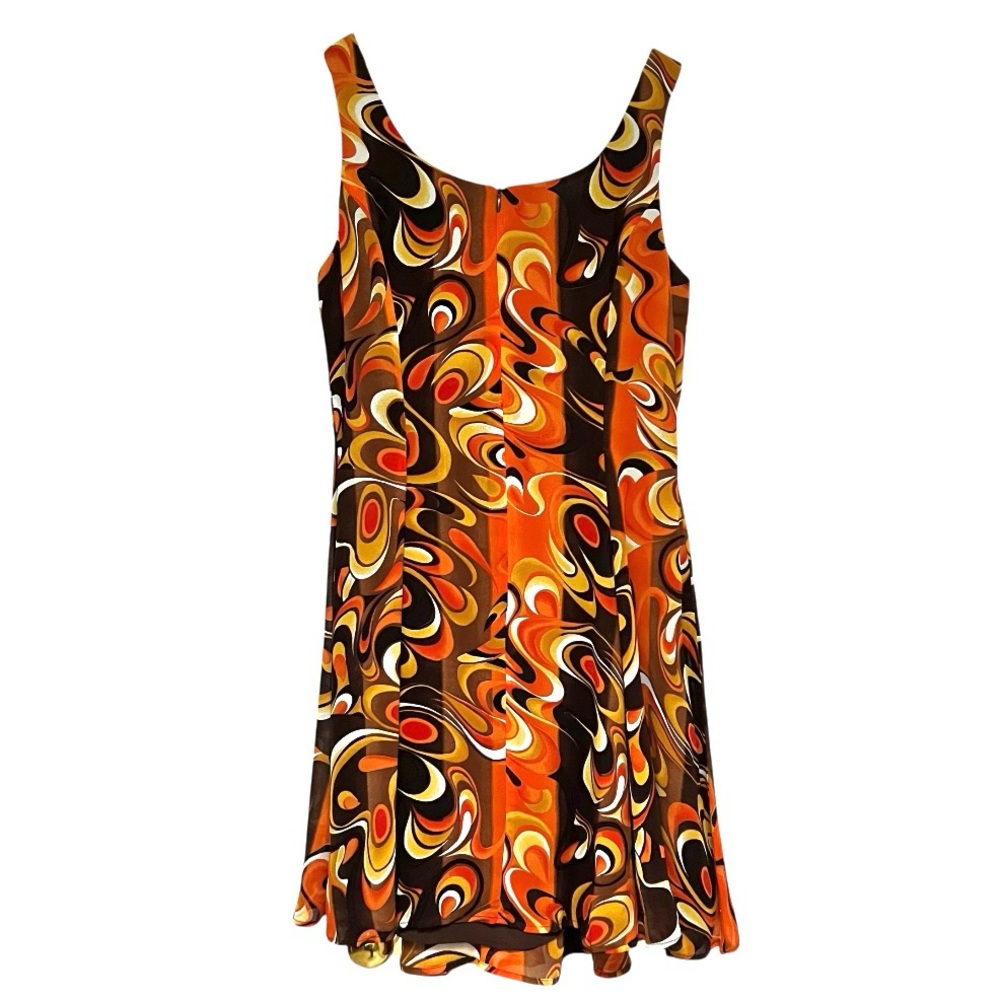 Vintage Psychedelic Orange Mini Sundress Wimsygoth Fairy Fit & Flair Artsy 90's - Picture 13 of 17